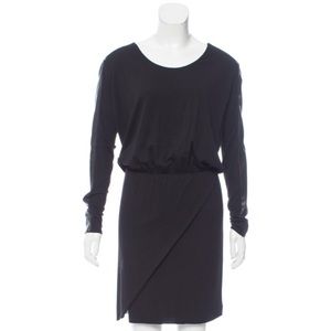 Mason Black Dress with Leather Sleeve